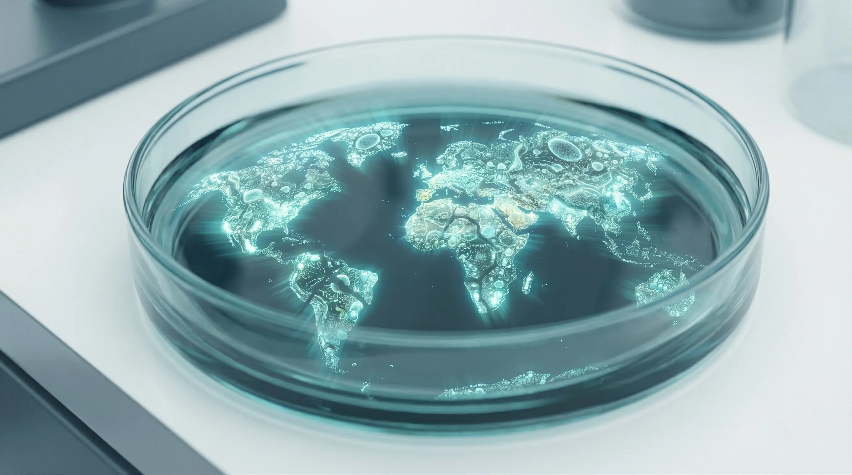 Earth growing in a petri dish, representing global microbiome applications